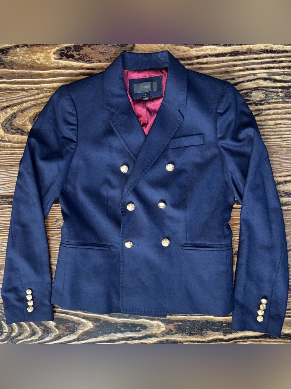 J. Crew Navy Double-Breasted Jacket with Gold Buttons